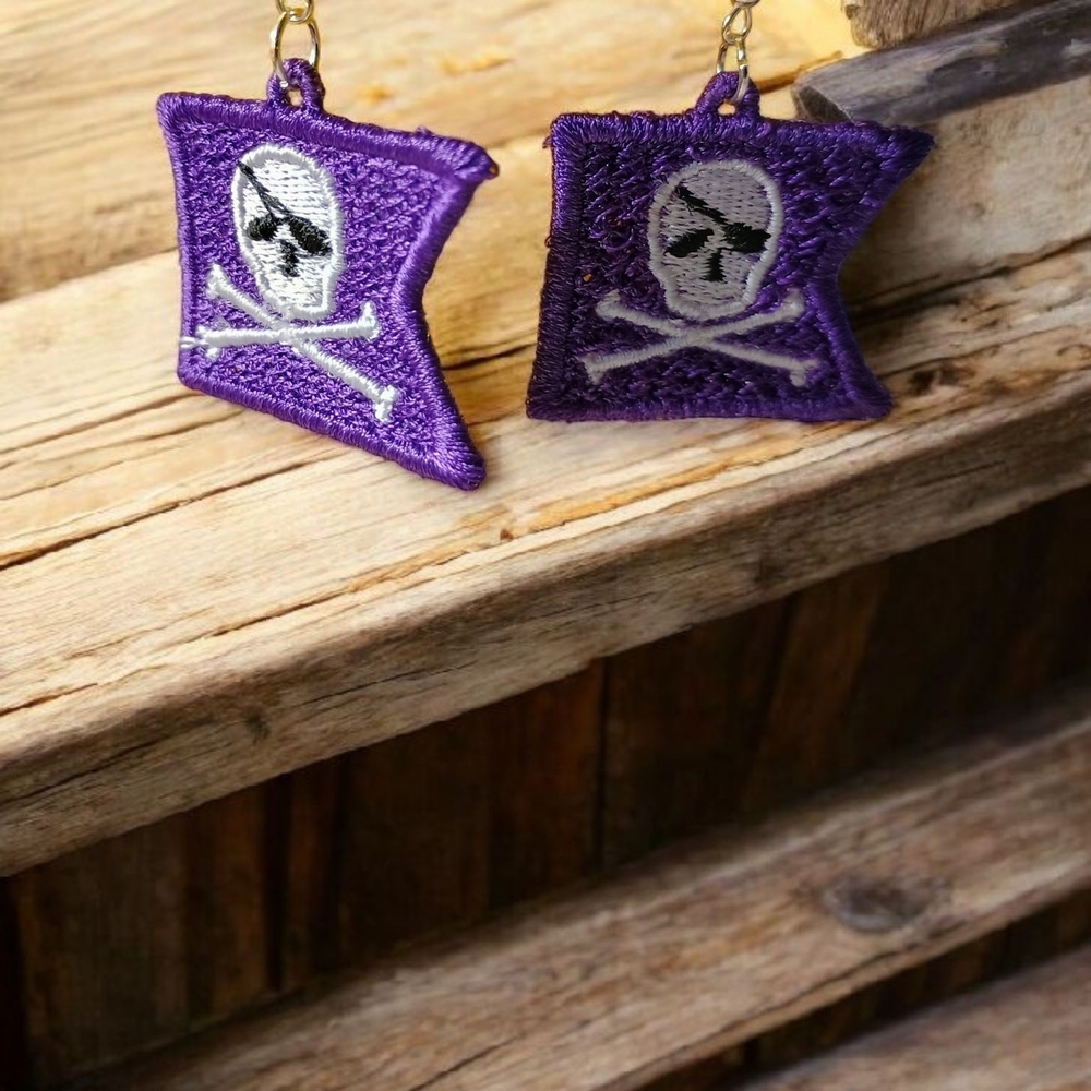 Purple Skull and Crossbones Kids Earrings